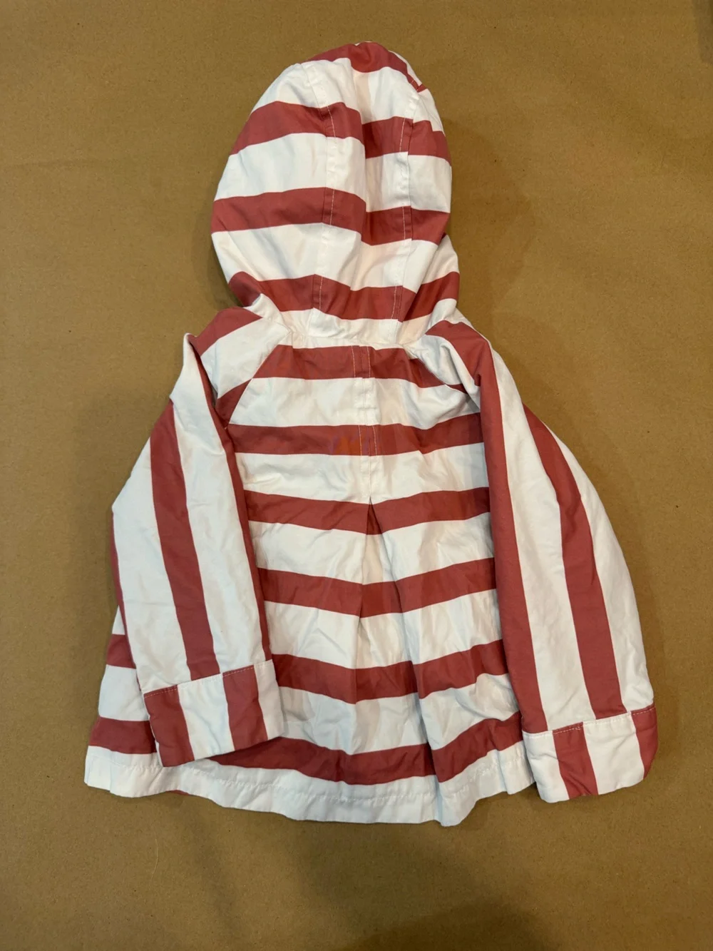 Zara babygirl striped Hooded Jacket in dusty red/pink and White